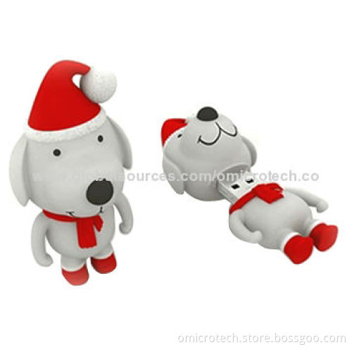 8GB Cartoon Christmas Dog-shaped USB Flash Drives with High-speed, No External Power Required